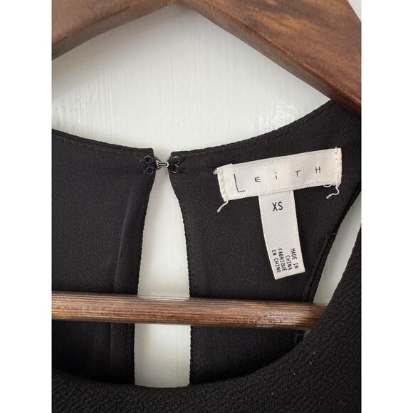 Leith Black Asymmetric Hem Sheath Dress With Keyhole Button Back Size X Small - Picture 9 of 10